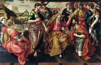 Eliezer ber om att Rebecca ska gifta sig med Isaac, 1562